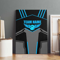 Custom Bowling Team Canvas Wall Art with Blue Bowling Pin Heartbeat Graphic and Winged Emblem - Wonder Print Shop
