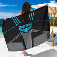 Custom Bowling Team Sarong with Blue Bowling Pin Heartbeat Graphic and Winged Emblem - Wonder Print Shop