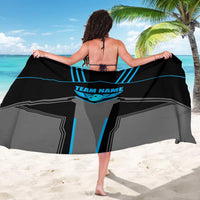 Custom Bowling Team Sarong with Blue Bowling Pin Heartbeat Graphic and Winged Emblem - Wonder Print Shop