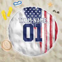 Motocross Rider Graphic Dirtbike Racing Beach Blanket with Distressed American Flag and Custom Number - Wonder Print Shop
