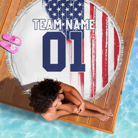 Motocross Rider Graphic Dirtbike Racing Beach Blanket with Distressed American Flag and Custom Number - Wonder Print Shop