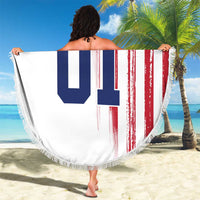 Motocross Rider Graphic Dirtbike Racing Beach Blanket with Distressed American Flag and Custom Number - Wonder Print Shop