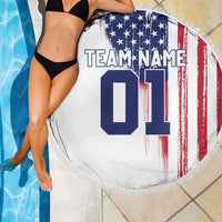 Motocross Rider Graphic Dirtbike Racing Beach Blanket with Distressed American Flag and Custom Number - Wonder Print Shop