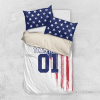 Motocross Rider Graphic Dirtbike Racing Bedding Set with Distressed American Flag and Custom Number - Wonder Print Shop