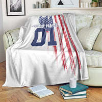 Motocross Rider Graphic Dirtbike Racing Blanket with Distressed American Flag and Custom Number - Wonder Print Shop