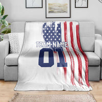 Motocross Rider Graphic Dirtbike Racing Blanket with Distressed American Flag and Custom Number - Wonder Print Shop