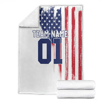 Motocross Rider Graphic Dirtbike Racing Blanket with Distressed American Flag and Custom Number - Wonder Print Shop