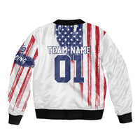 Motocross Rider Graphic Dirtbike Racing Bomber Jacket with Distressed American Flag and Custom Number - Wonder Print Shop