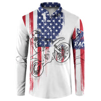 Motocross Rider Graphic Dirtbike Racing Button Sweatshirt with Distressed American Flag and Custom Number - Wonder Print Shop