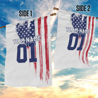 Motocross Rider Graphic Dirtbike Racing Garden Flag with Distressed American Flag and Custom Number - Wonder Print Shop