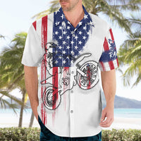 Motocross Rider Graphic Dirtbike Racing Hawaiian Shirt with Distressed American Flag and Custom Number - Wonder Print Shop