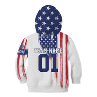Motocross Rider Graphic Dirtbike Racing Kid Hoodie with Distressed American Flag and Custom Number - Wonder Print Shop