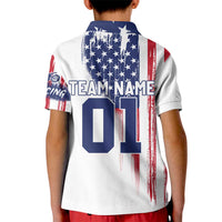 Motocross Rider Graphic Dirtbike Racing Kid Polo Shirt with Distressed American Flag and Custom Number - Wonder Print Shop