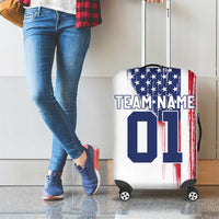 Motocross Rider Graphic Dirtbike Racing Luggage Cover with Distressed American Flag and Custom Number - Wonder Print Shop