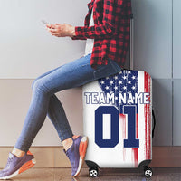 Motocross Rider Graphic Dirtbike Racing Luggage Cover with Distressed American Flag and Custom Number - Wonder Print Shop