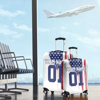 Motocross Rider Graphic Dirtbike Racing Luggage Cover with Distressed American Flag and Custom Number - Wonder Print Shop