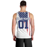 Motocross Rider Graphic Dirtbike Racing Men Tank Top with Distressed American Flag and Custom Number - Wonder Print Shop