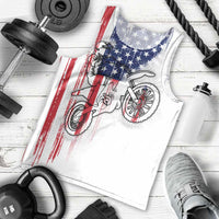 Motocross Rider Graphic Dirtbike Racing Men Tank Top with Distressed American Flag and Custom Number - Wonder Print Shop