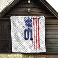 Motocross Rider Graphic Dirtbike Racing Quilt with Distressed American Flag and Custom Number - Wonder Print Shop