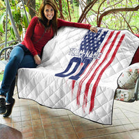 Motocross Rider Graphic Dirtbike Racing Quilt with Distressed American Flag and Custom Number - Wonder Print Shop