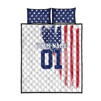 Motocross Rider Graphic Dirtbike Racing Quilt Bed Set with Distressed American Flag and Custom Number - Wonder Print Shop