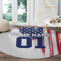 Motocross Rider Graphic Dirtbike Racing Round Carpet with Distressed American Flag and Custom Number - Wonder Print Shop