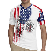 Motocross Rider Graphic Dirtbike Racing Rugby Jersey with Distressed American Flag and Custom Number - Wonder Print Shop