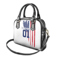 Motocross Rider Graphic Dirtbike Racing Shoulder Handbag with Distressed American Flag and Custom Number - Wonder Print Shop