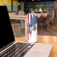 Motocross Rider Graphic Dirtbike Racing Skinny Tumbler with Distressed American Flag and Custom Number - Wonder Print Shop