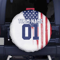 Motocross Rider Graphic Dirtbike Racing Spare Tire Cover with Distressed American Flag and Custom Number - Wonder Print Shop