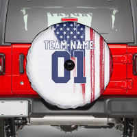Motocross Rider Graphic Dirtbike Racing Spare Tire Cover with Distressed American Flag and Custom Number - Wonder Print Shop
