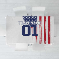 Motocross Rider Graphic Dirtbike Racing Tablecloth with Distressed American Flag and Custom Number - Wonder Print Shop
