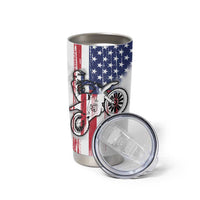 Motocross Rider Graphic Dirtbike Racing Tumbler Cup with Distressed American Flag and Custom Number - Wonder Print Shop