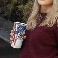 Motocross Rider Graphic Dirtbike Racing Tumbler Cup with Distressed American Flag and Custom Number - Wonder Print Shop