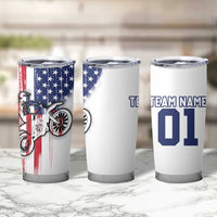 Motocross Rider Graphic Dirtbike Racing Tumbler Cup with Distressed American Flag and Custom Number - Wonder Print Shop