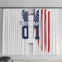 Motocross Rider Graphic Dirtbike Racing Window Curtain with Distressed American Flag and Custom Number - Wonder Print Shop