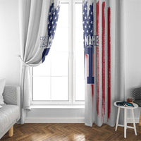 Motocross Rider Graphic Dirtbike Racing Window Curtain with Distressed American Flag and Custom Number - Wonder Print Shop