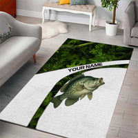 Crappie Fishing Green Camo Area Rug with Leaf Camouflage and Custom Name Design - Wonder Print Shop