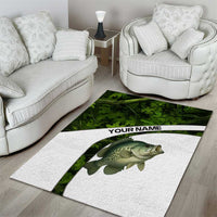 Crappie Fishing Green Camo Area Rug with Leaf Camouflage and Custom Name Design - Wonder Print Shop