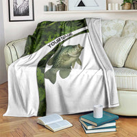 Crappie Fishing Green Camo Blanket with Leaf Camouflage and Custom Name Design - Wonder Print Shop