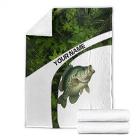 Crappie Fishing Green Camo Blanket with Leaf Camouflage and Custom Name Design - Wonder Print Shop