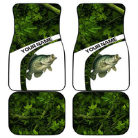 Crappie Fishing Green Camo Car Mats with Leaf Camouflage and Custom Name Design - Wonder Print Shop