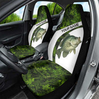 Crappie Fishing Green Camo Car Seat Cover with Leaf Camouflage and Custom Name Design - Wonder Print Shop