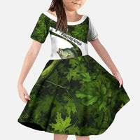 Crappie Fishing Green Camo Family Matching Mermaid Dress and Hawaiian Shirt with Leaf Camouflage and Custom Name Design - Wonder Print Shop
