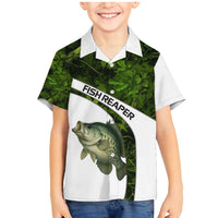 Crappie Fishing Green Camo Family Matching Mermaid Dress and Hawaiian Shirt with Leaf Camouflage and Custom Name Design - Wonder Print Shop