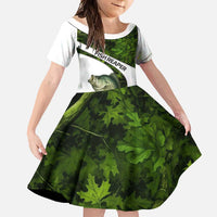 Crappie Fishing Green Camo Family Matching Off Shoulder Maxi Dress and Hawaiian Shirt with Leaf Camouflage and Custom Name Design - Wonder Print Shop