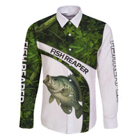 Crappie Fishing Green Camo Family Matching Short Sleeve Bodycon Dress and Hawaiian Shirt with Leaf Camouflage and Custom Name Design - Wonder Print Shop