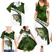 Crappie Fishing Green Camo Family Matching Summer Maxi Dress and Hawaiian Shirt with Leaf Camouflage and Custom Name Design - Wonder Print Shop