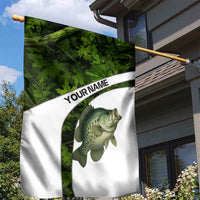 Crappie Fishing Green Camo Garden Flag with Leaf Camouflage and Custom Name Design - Wonder Print Shop