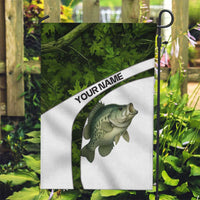 Crappie Fishing Green Camo Garden Flag with Leaf Camouflage and Custom Name Design - Wonder Print Shop